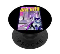 Wichita Chat Rétro Anime Paysage Urbain Kansas USA Drôle PopSockets PopGrip Adhésif