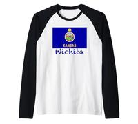 Wichita Kansas Drapeau USA Souvenir Manche Raglan