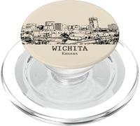 Wichita Kansas Vintage Skyline Dessin PopSockets PopGrip pour MagSafe