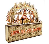 Wichtelstube-Kollektion Chandelier à LED avec calendrier de l'avent de Seiffen, église,Décoration de Noël,Fonctionne avec piles + minuterie de calendrier de l'Avent à remplir