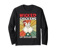 Wicked Chicken Pond des œufs farcis Happy Thanksgiving Vintage Manche Longue