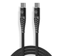 Wicked Chili 1X Câble USB C vers USB-C Fast Charge Nylon (3A/20V/60W) avec connecteurs métalliques, Anti-Pliage Contre la Rupture du câble, Noir/tressé/Flexible/Robuste / 100cm