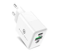 Wicked Chili 20W Chargeur USB Double avec QC3.0 et USB C PD - Chargeur