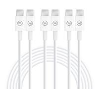 Wicked Chili 3X USB C vers USB-C Fast Charge Câble 1m / 3A / 20V / 60W, Compatible avec iPad Pro (2021/2020/2018), Air(2020), Switch, Universel, Remplacement du câble Original MUF72ZM/A, Blanc