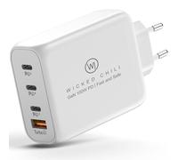Wicked Chili Chargeur USB-C GaN 100 W - 4 ports - Chargeur rapide compatible avec ordinateur portable, téléphone portable, iPad, iPhone 17, 16, 15, 14, Samsung Galaxy Fast Charger - Bloc