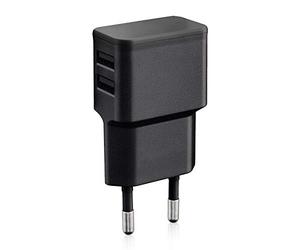 Wicked Chili Chargeur USB Double Compatible avec iPhone 11 Pro Max, Galaxy S20, Note 10, A10, A20e, A40, A51, M30s, Huawei & Xiaomi (Alimentation Duo 2,4 A, 12W) Noir