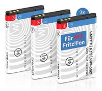 Wicked Chili Lot de 3 batteries de rechange pour AVM Fritz!Fon M3, avec une capacité de +20 %, pour téléphone Fritzfon VOIP, accessoire pour batterie d'origine Fritz Fon BT239865 Mod. 523450AR1000