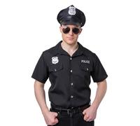Wicked Costumes Chemise de police noire pour homme - XL