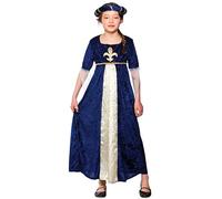 Wicked Costumes Costume de princesse Tudor pour fille Bleu Taille L 8-10 ans