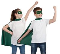Wicked Costumes Déguisement unisexe pour enfant Cape et masque de super-héros Vert Taille unique 6-10 ans