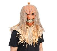 Wicked Costumes Masque d'épouvantail maléfique citrouille en latex pour déguisement