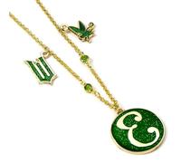 WICKED Elphaba Collier avec pendentif en forme d'icône « E » Vert et doré, One Size, Alliage de zinc : 93 % zinc + 3 % cuivre + 4 % aluminium, Sans pierre précieuse