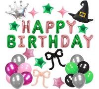 Wicked Ensemble de décoration de fête d'anniversaire 37 pièces comprenant une couronne et des ballons en aluminium en forme de chapeau de magicien, parfait pour les décorations de fête d'anniversaire