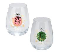 Wicked Movie Set de 2 tasses en verre - avec monogramme Elphaba & Glinda, cadeau Disney sous licence officielle pour les fans de, verres élégants, 470ml (16 fl oz) | Paladone