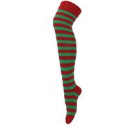 WICKED NIGHTS Chaussettes de lutin montantes au-dessus du genou, rouges et vertes, pour femme