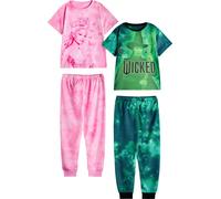 Wicked - Pyjama et pantalon long fille (pack de 2) manches courtes NS8758 (158-164) (Rose/vert)