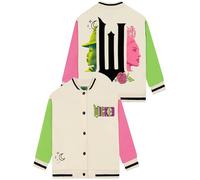 Wicked Veste Fille, Blouson Baseball Glinda Et Elphaba, Veste Americaine Coton, Ecru 8-9 ans
