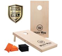 Wicked Wood Games Bois Coffret Officiel et Conforme à l'ACO Cornhole 120x60cm | Taille de compétition | Comprenant 2 Planches + 2x4 Sacs | Logo Wicked Wood | Usage extérieur