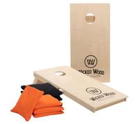 Wicked Wood Lot de 2 planches de cornhole 100 % bois de bouleau 15 mm + 8 sacs officiels ACL REC (450 g) pour intérieur et extérieur