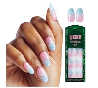 WICKED X imPRESS Design Press On Nails L'adhsif Mani Super Hold LE PLUS FACILE SANS COLLE destin au rose/bleu ciel ovale moyen Comprend 30 faux