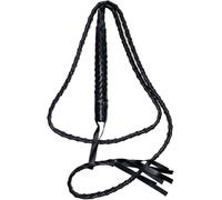 WickedFun® Fouet de taureau long tressé noir pour adultes - Accessoire de déguisement de cowboy Jones Ringmaster avec poignée antidérapante pour entraînement équestre, équitation et sports de plein