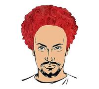 WickedFun® Perruque afro bouclée unisexe pour adulte - Accessoire de déguisement des années 70 - Rouge