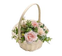 Wicker Basket with Handle - Hand-Woven Wicker Rattan Baskets with Handle - Sturdy Woven Body, Decorative Flower cleave Fruit cleave Home Garden Arrangement Woven Flower hoppet