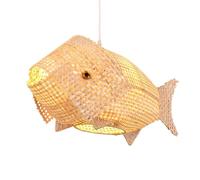 Wicker Light Shade Fish-Shanging Lights Modern Easy Fit Natural Rattan Lamp Handmade Chandelier in Chinese Style Industrial Lighting Personality Lamps/70Cm