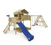 WICKEY Aire de jeux Portique bois Smart Fjord avec balançoire et toboggan bleu