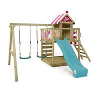 Aire de jeux Portique bois Smart Candy avec balançoire et toboggan turquois WICKEY