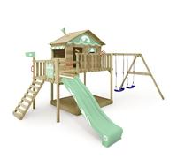 WICKEY Aire de jeux Portique bois Smart Coast avec balançoire et toboggan
