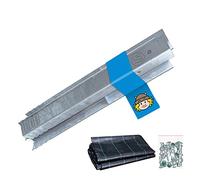 WICKEY Ancrage au sol - SET de 4 ancrages en profilé + WICKEY 3W toile anti-mauvaises herbes 250x250cm pour aire de jeux, tour d'escalade, maisonnette sur pilotis et cabane