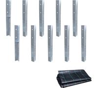 WICKEY Ancrage de sol Ancrage d'angle SolidLock 10 pcs. pour tour de jeux & balançoire incl. voile anti-mauvaises herbes, ancrage, ancrage de poteau pour échafaudage à grimper & clôture de jardin