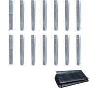 WICKEY Ancrage de sol Ancrage d'angle SolidLock 14 pcs. pour tour de jeux & balançoire incl. voile anti-mauvaises herbes, ancrage, ancrage de poteau pour échafaudage à grimper & clôture de jardin