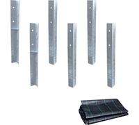 WICKEY Ancrage de sol Ancrage d'angle SolidLock 6 pcs. pour tour de jeux & balançoire incl. voile anti-mauvaises herbes, ancrage, ancrage de poteau pour échafaudage à grimper & clôture de jardin