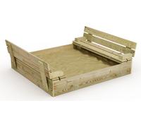 WICKEY Bac à sable Flip 110x125cm Jardin Enfants Bac à sable Aire de jeux avec banc et couvercle rabattable
