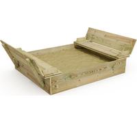 WICKEY Bac à sable Flippey 130x165cm Jardin Enfants Bac à sable Aire de jeux avec banc et couvercle rabattable