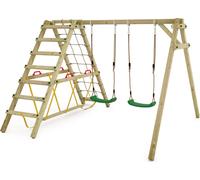 WICKEY Balançoire pour enfants Smart Hike , balançoire avec extension pour grimper et poutre de suspension, balançoire double, balançoire en bois - vert