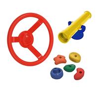 WICKEY Kit d'accessoires pour tour de jeu, balançoire, cadre d'escalade et équipement de jardin composé de pierres d'escalade, d'un volant et d'un télescope