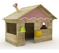 WICKEY Maison de jeu pour enfants Hostel avec toit en bois et fenêtre - rose pastel