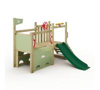 Wickey My First Fort 2 Aire de Jeux pour Petits Enfants, Structure à Grimper, Jeu de Jardin pour Enfants en Bois Massif imprégné avec Toboggan Vert et bâche Vert Pastel