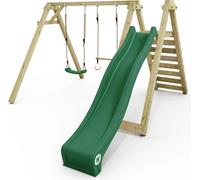 WICKEY Portique de balançoire Smart Swift avec toboggan Balançoire, portique de balançoire, balançoire double, balançoire en bois - vert