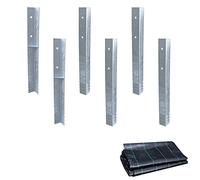 Wickey SolidLock - Ancrage d'angle en acier galvanisé à chaud - Pour tours de jeu, balançoires, maisons sur pilotis - Lot de 6 ancrages avec vis et toile anti-mauvaises herbes - Ancrage au sol - 500 x