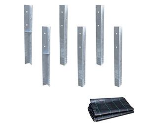 Wickey SolidLock - Ancrage d'angle en acier galvanisé à chaud - Pour tours de jeu, balançoires, maisons sur pilotis - Lot de 6 ancrages avec vis et toile anti-mauvaises herbes - Ancrage au sol - 500 x