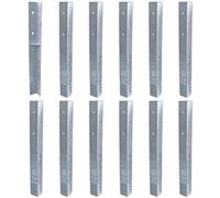 Wickey SolidLock Lot de 12 ancrages d'angle en acier galvanisé à chaud pour tours de jeu, balançoires, maisons sur pilotis - Avec vis - Ancrage au sol - 500 x 45 x 45 mm