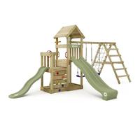 Wickey Tour de jeu Skyflyer 120 et 90 cm, avec toboggan vert pastel et bâche vert pastel, appareil de jeu avec grimpeur pour le jardin