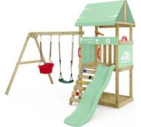WICKEY Aire de jeux avec toboggan et balançoire Wickey DinkyHouse vert pastel