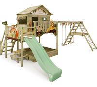 WICKEY Tour de jeux Disney La saga du roi lion avec balançoire & toboggan, maison sur pilotis avec bac à sable, échelle d'escalade & accessoires de jeu