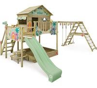 WICKEY Tour de jeux Disney Stitch Saga avec balançoire & toboggan, maison sur pilotis avec bac à sable, échelle d'escalade & accessoires de jeu