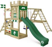 WICKEY Tour de jeux DragonFlyer avec balançoire & toboggan, maison de jeux avec bac à sable, échelle d'escalade & accessoires de jeux - vert